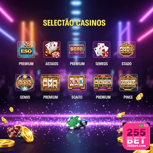 Imagem de jogos de cassino no 255bet, destaque para diversas opções de apostas e entretenimento.